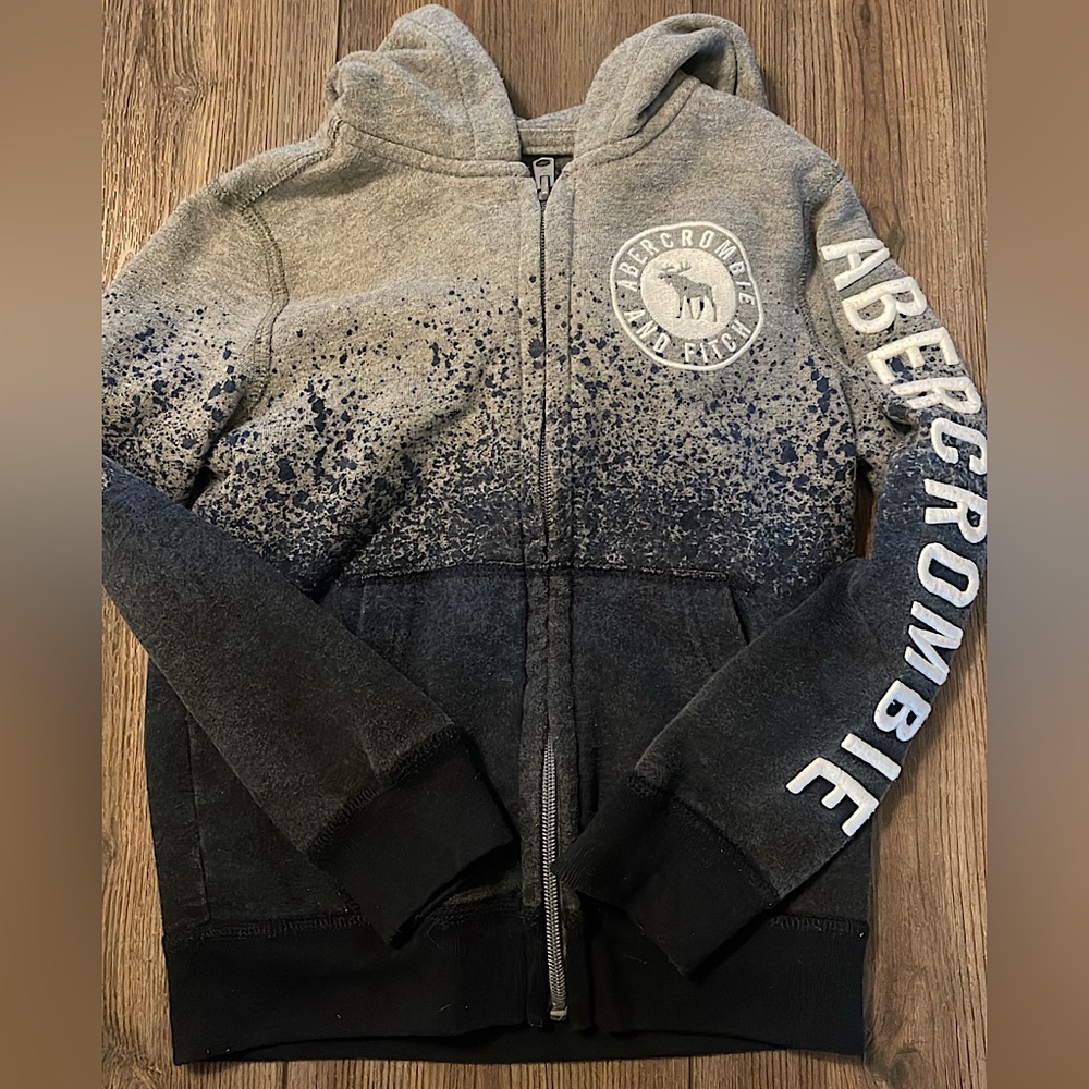 Boys Abercrombie & Fitch Zip Up Hoodie. 5/6. Grey & Blue. Good Condition.